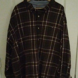 TOMMY HILFIGER MENS BUTTON-DOWN SHIRT  GREEN PLAID FLANNEL 4XL